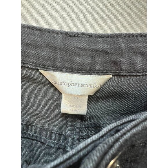 Christopher & Banks Womens Bootcut Jeans Denim Size 10 Black Embroidered Pockets - Picture 3 of 10